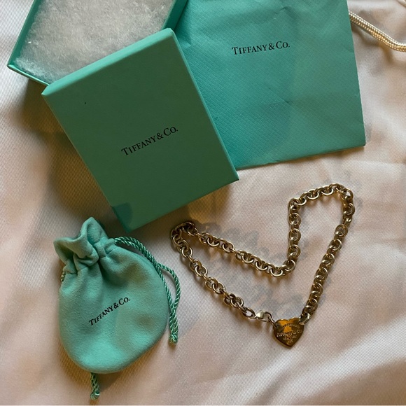Tiffany & Co Heart Tag Chain Link Choker Necklace - Picture 4 of 6